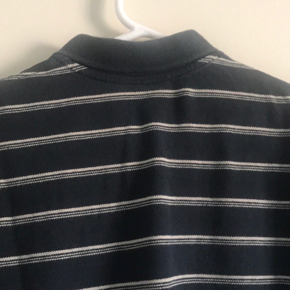 BLUE ADIDAS STRIPED SHORT SLEEVE POLO SHIRT - Picture 5 of 6